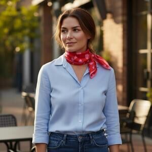 Valentines Day Heart Print Scarf Womens Lightweight Neckerchief Size 25 x 25